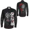 Viking Owl Skull Blood Style Long Sleeve Button Shirt