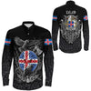 Iceland Raven Odin Viking Country Long Sleeve Button Shirt