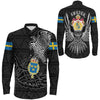 VikingStyle Clothing -Sweden Raven Viking Long Sleeve Button Shirt