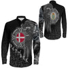 Denmark Raven Viking Long Sleeve Button Shirt