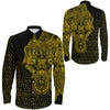 Odin And Raven Wolf Gold Viking Long Sleeve Button Shirt