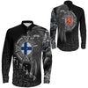 Finland Raven Viking Long Sleeve Button Shirt