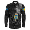 VikingStyle Clothing -Sweden Raven Viking Long Sleeve Button Shirt