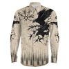 Raven and Vegvisir Vintage Style Long Sleeve Button Shirt