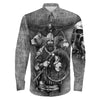 Viking Odin Bear Raven Wolf Long Sleeve Button Shirt