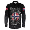 Norway Raven Odin Viking Country Long Sleeve Button Shirt