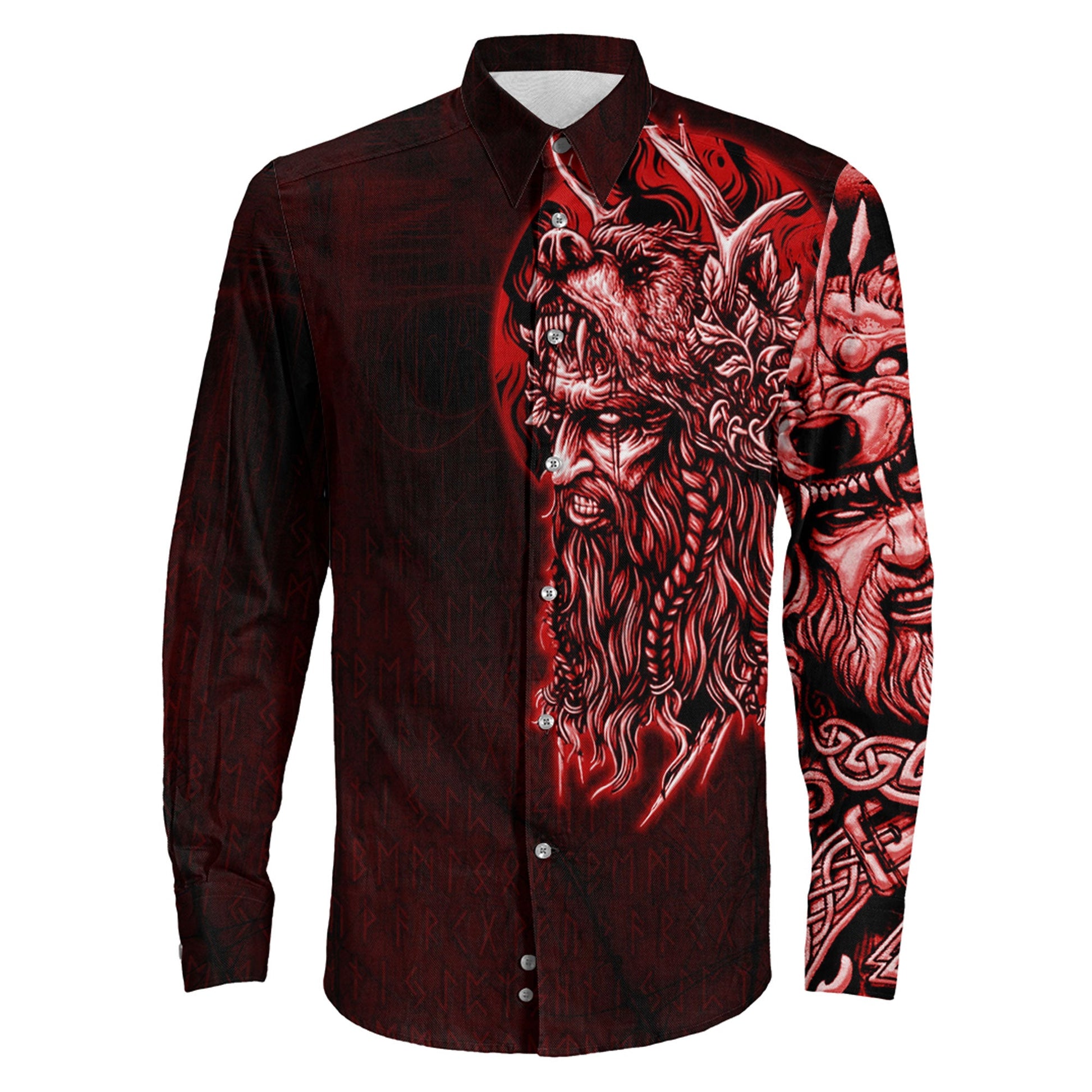 Odin Circle Red Long Sleeve Button Shirt