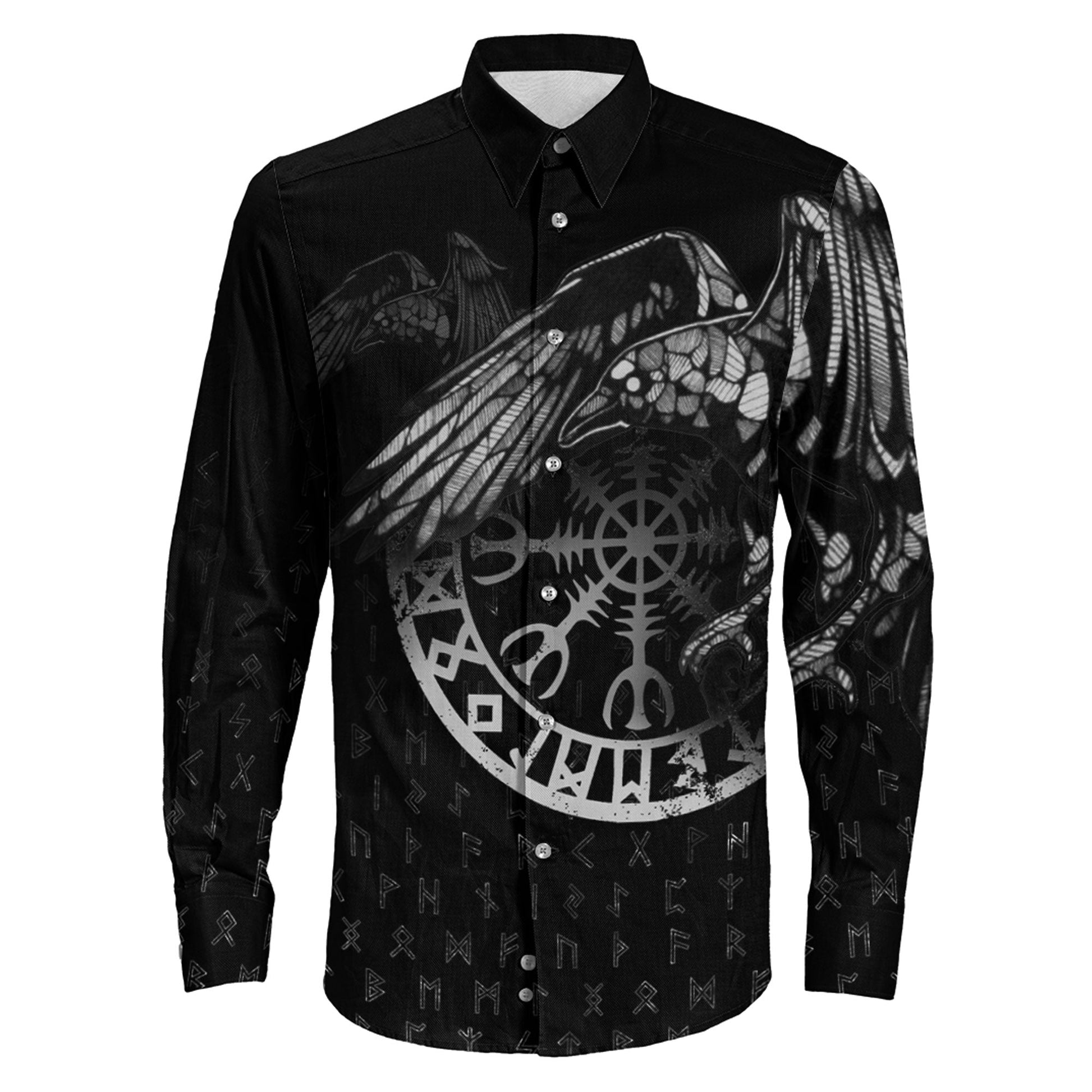 Raven Helm of Awe Long Sleeve Button Shirt
