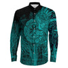 Vegvisir Raven Turquoise Viking Long Sleeve Button Shirt