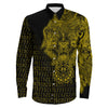Odin And Raven Wolf Gold Viking Long Sleeve Button Shirt