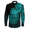Sleipnir Turquoise Viking Long Sleeve Button Shirt