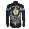 VikingStyle Clothing -Sweden Raven Viking Long Sleeve Button Shirt