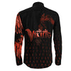 VikingStyle Clothing -Raven Helm of Awe Red Long Sleeve Button Shirt