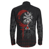 Viking Owl Skull Blood Style Long Sleeve Button Shirt