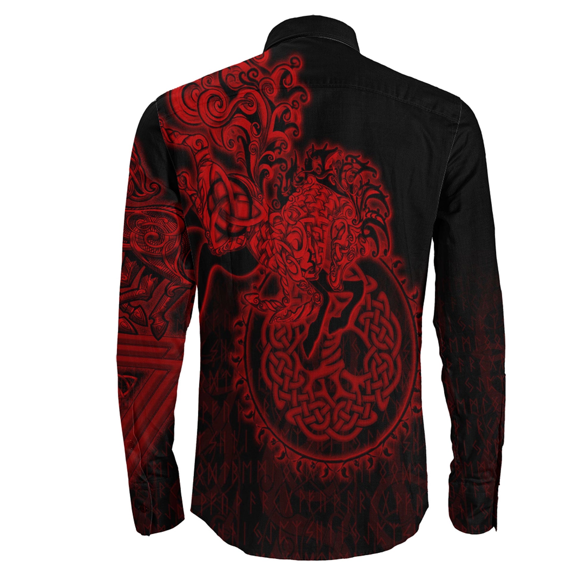 Sleipnir Red Viking Long Sleeve Button Shirt