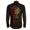 Viking Owl Skull Blood Gold Style Long Sleeve Button Shirt