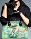She Is Tossed By The Waves Mermaid Leather Handbag
