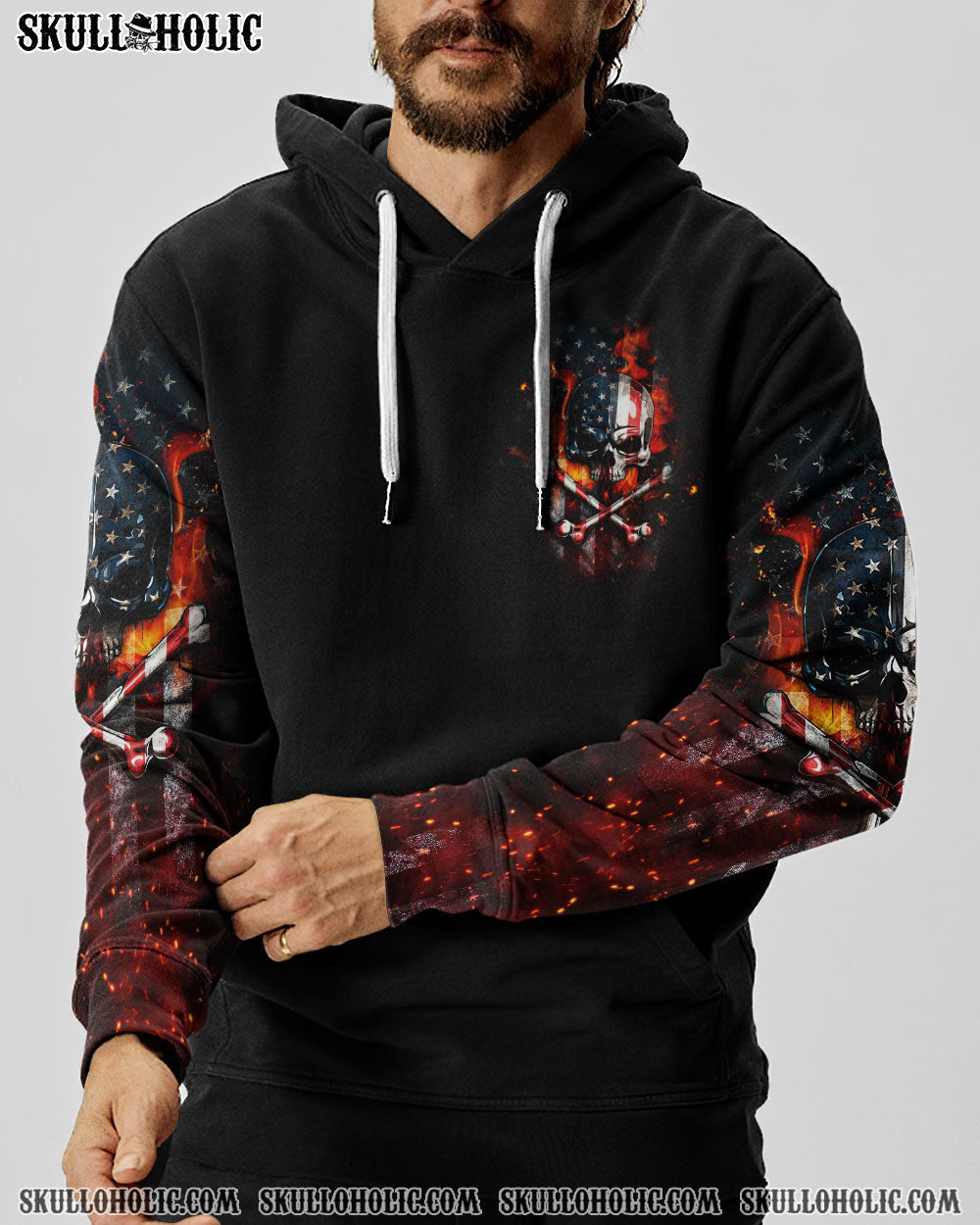 AMERICA LIVE IT LOVE IT OR GET THE HELL OUT SKULL FLAG ALL OVER PRINT - TLTW1005232