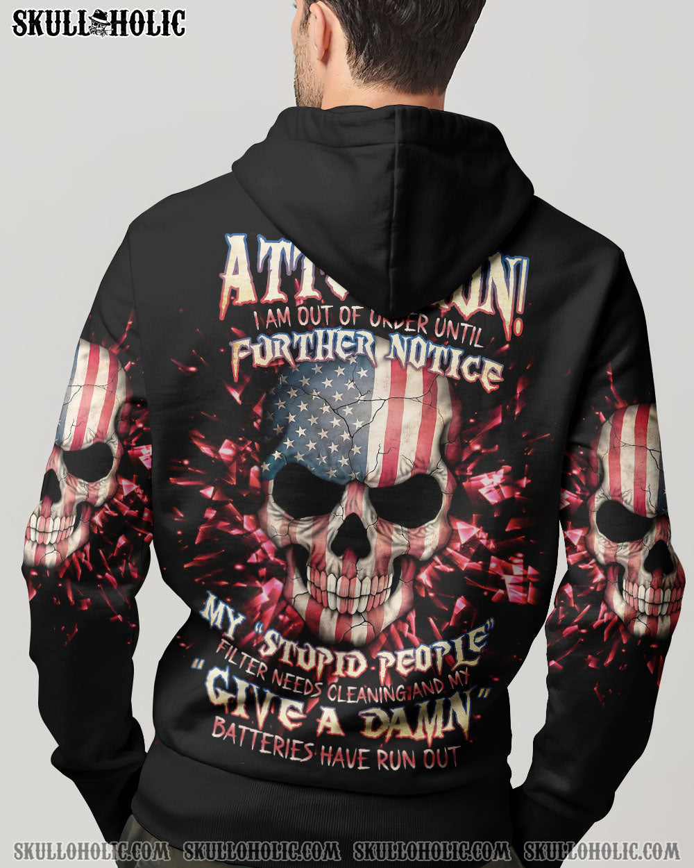 ATTENTION I AM OUT OF ORDER SKULL FLAG ALL OVER PRINT - TLNT1005233
