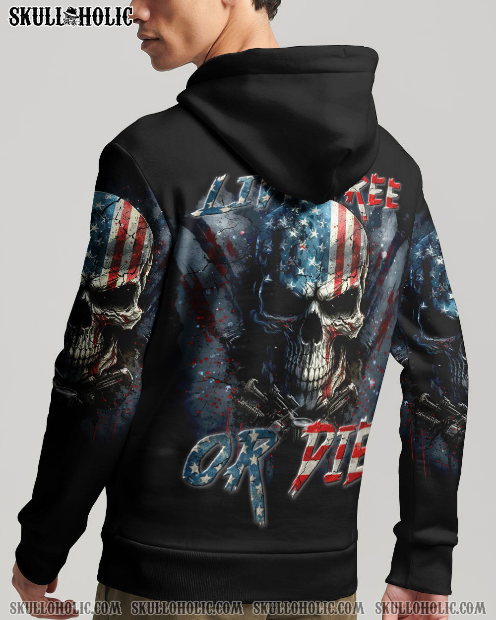 LIVE FREE OR DIE SKULL FLAG ALL OVER PRINT - TLTR1205231