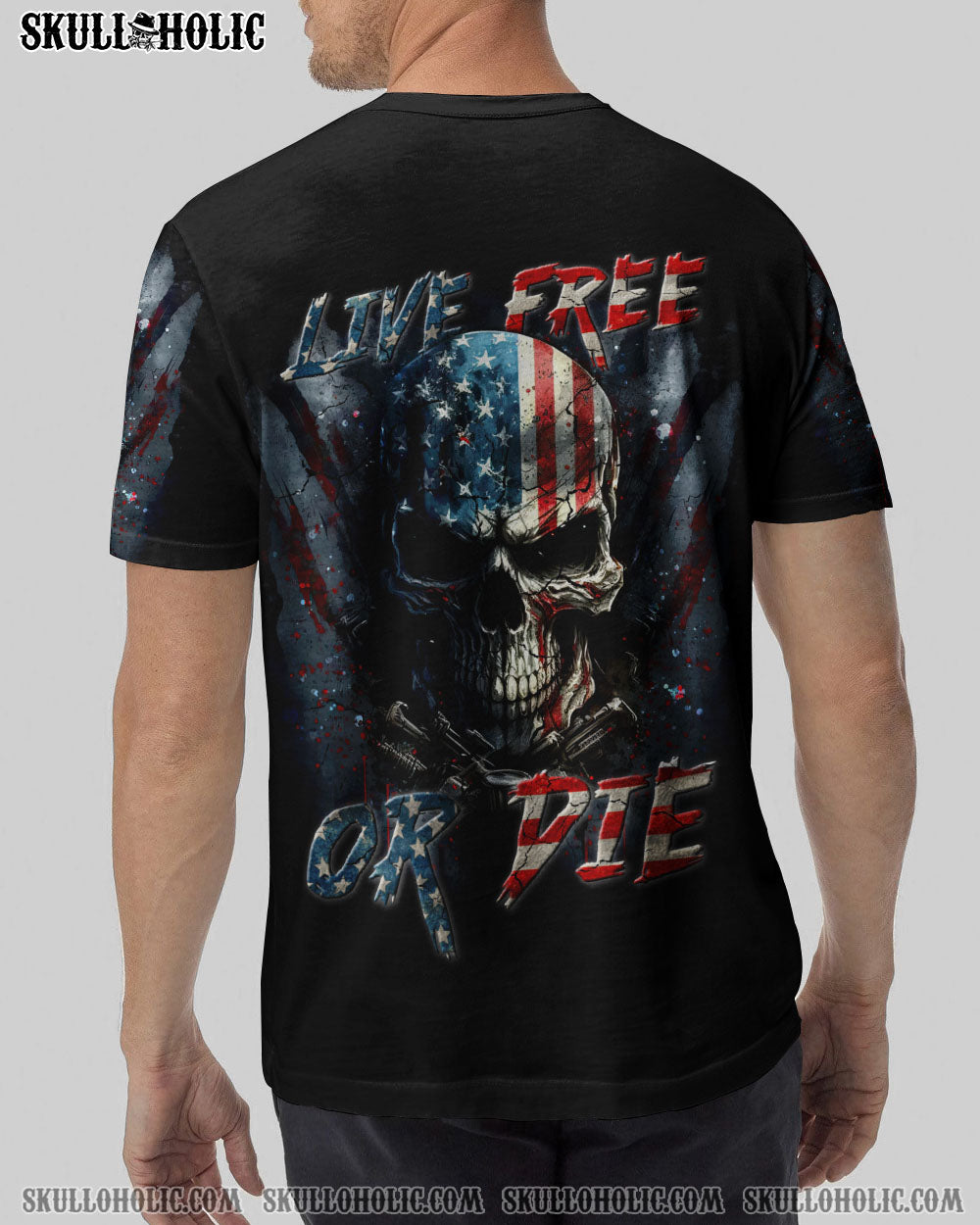 LIVE FREE OR DIE SKULL FLAG ALL OVER PRINT - TLTR1205231