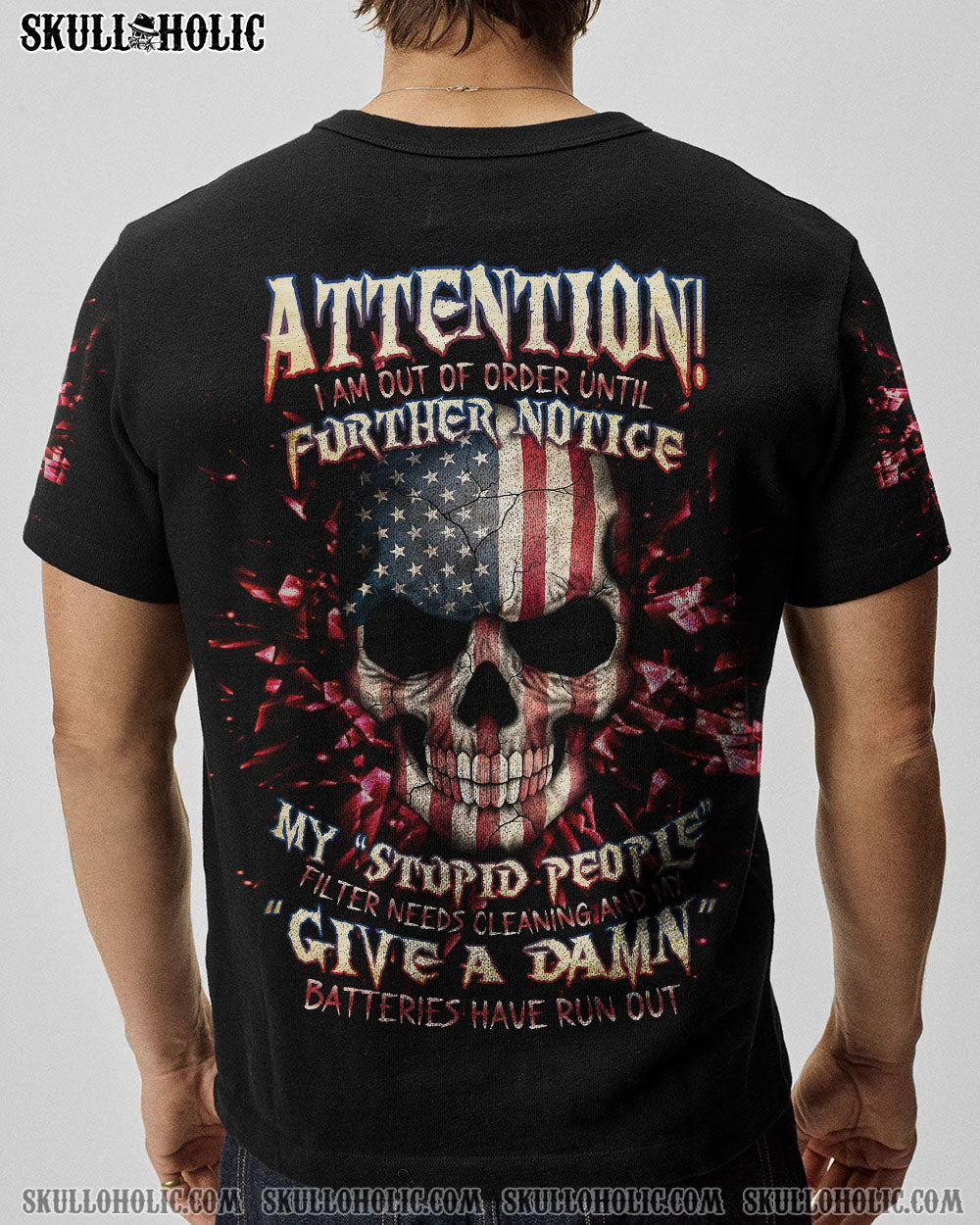 ATTENTION I AM OUT OF ORDER SKULL FLAG ALL OVER PRINT - TLNT1005233