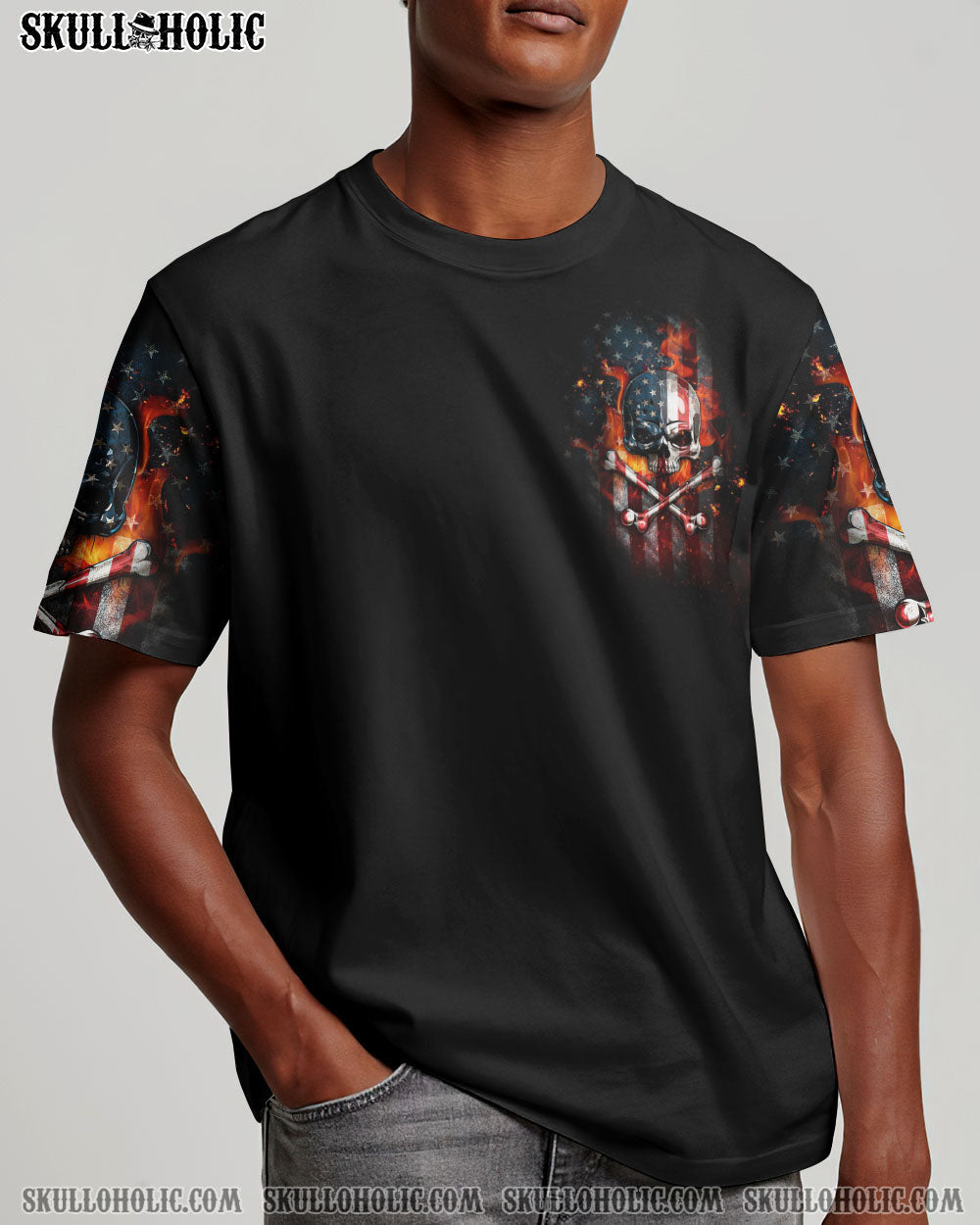 AMERICA LIVE IT LOVE IT OR GET THE HELL OUT SKULL FLAG ALL OVER PRINT - TLTW1005232