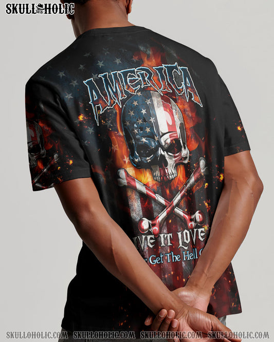 AMERICA LIVE IT LOVE IT OR GET THE HELL OUT SKULL FLAG ALL OVER PRINT - TLTW1005232
