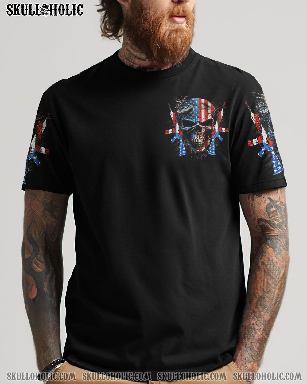 AMERICA LIVE IT LOVE IT OR GET THE HELL OUT SKULL ALL OVER PRINT - YHHN0903232