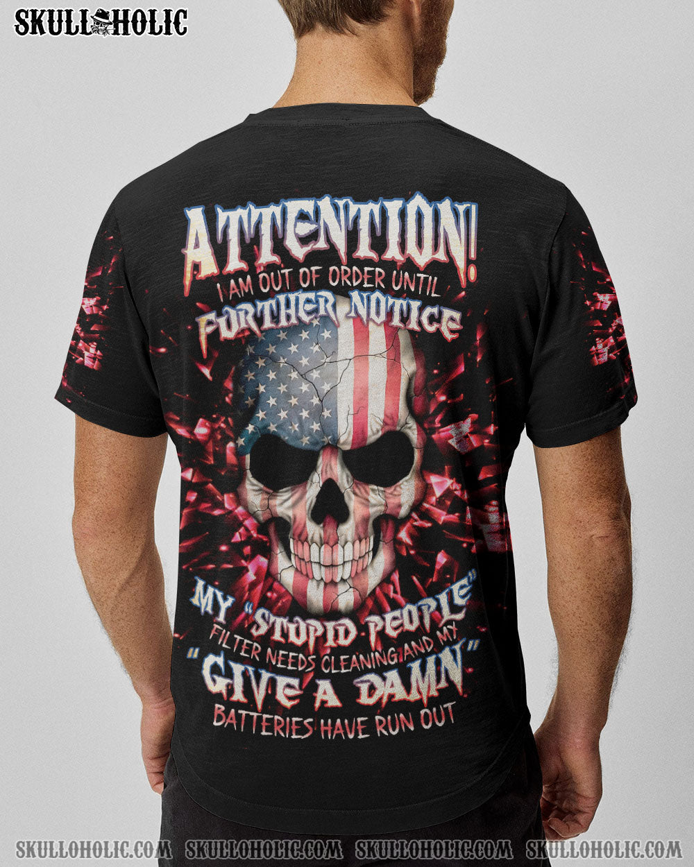 ATTENTION I AM OUT OF ORDER SKULL FLAG ALL OVER PRINT - TLNT1005233