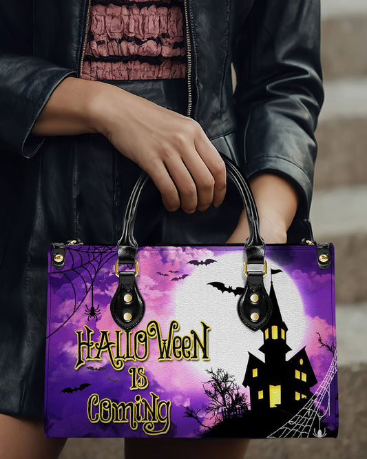 Halloween Is Coming Leather Handbag
