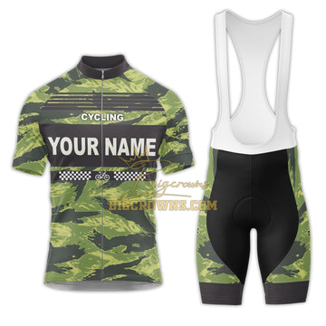 BigCrowns |  Green Camo Sleeve Custom Name Cycling Kit