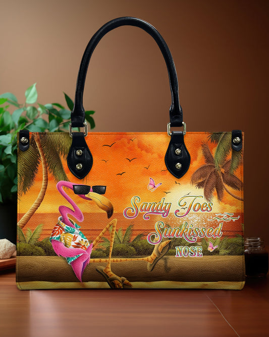 Sandy Toes Sunkissed Nose Flamingo Leather Handbag