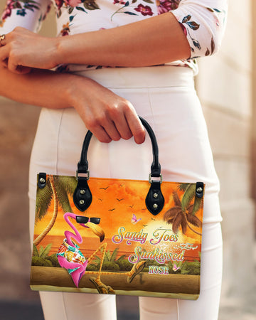 Sandy Toes Sunkissed Nose Flamingo Leather Handbag