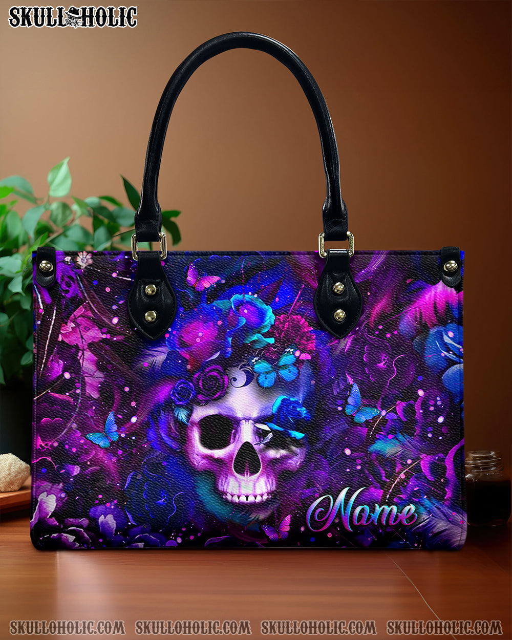 GLOWING SKULL FLOWER LEATHER HANDBAG - YHLT0208243