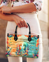 Smell The Sea Feel The Breeze Seahorse Leather Handbag