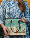 Happiness Is Walking On The Beach Leather Handbag