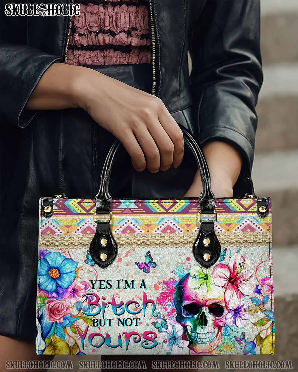 YES I'M A B BUT NOT YOURS LEATHER HANDBAG - YHHN2703243