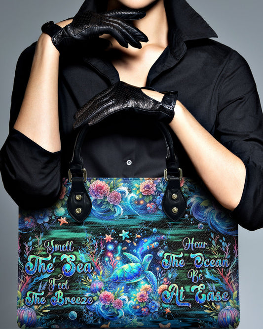 Smell The Sea Feel The Breeze Turtle Leather Handbag