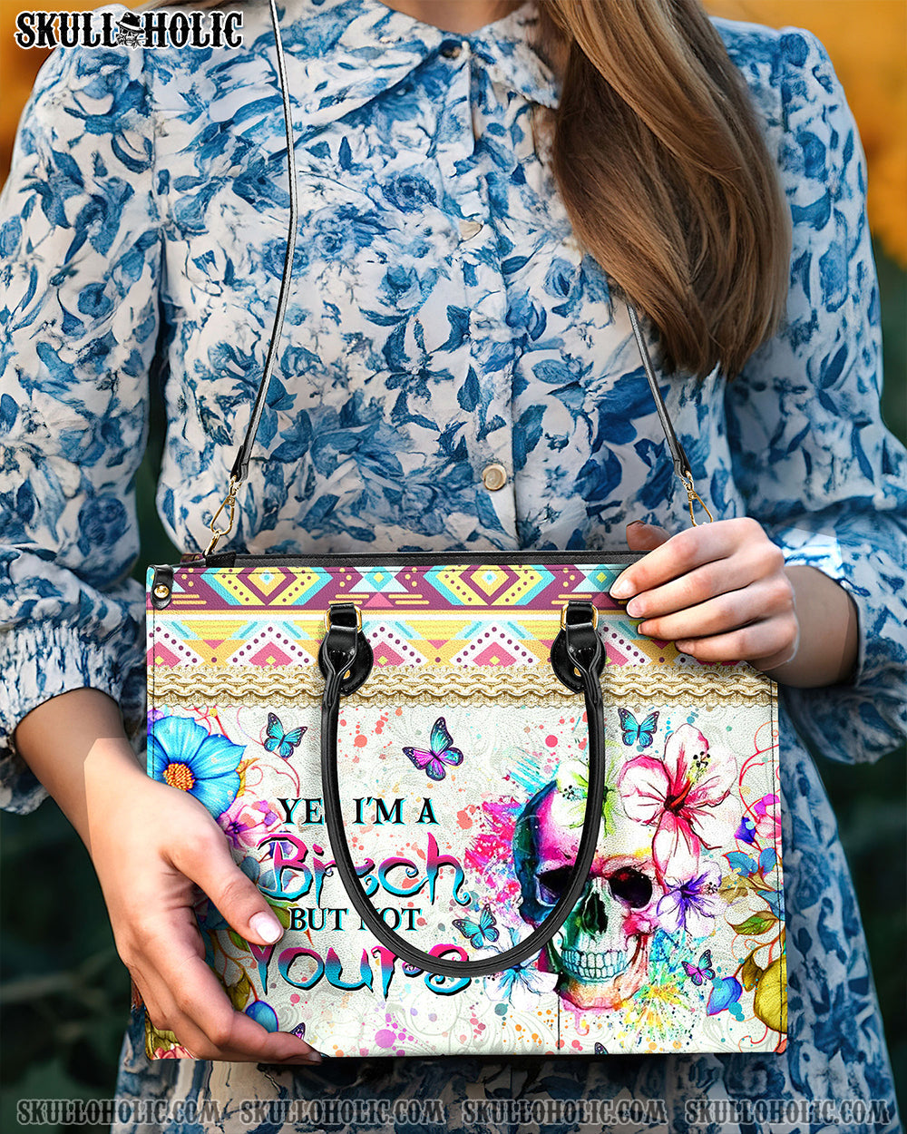 YES I'M A B BUT NOT YOURS LEATHER HANDBAG - YHHN2703243