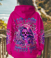I DON'T CARE WHAT YOU THINK OF ME SKULL MESSY BUN ALL OVER PRINT - TLTR2702251