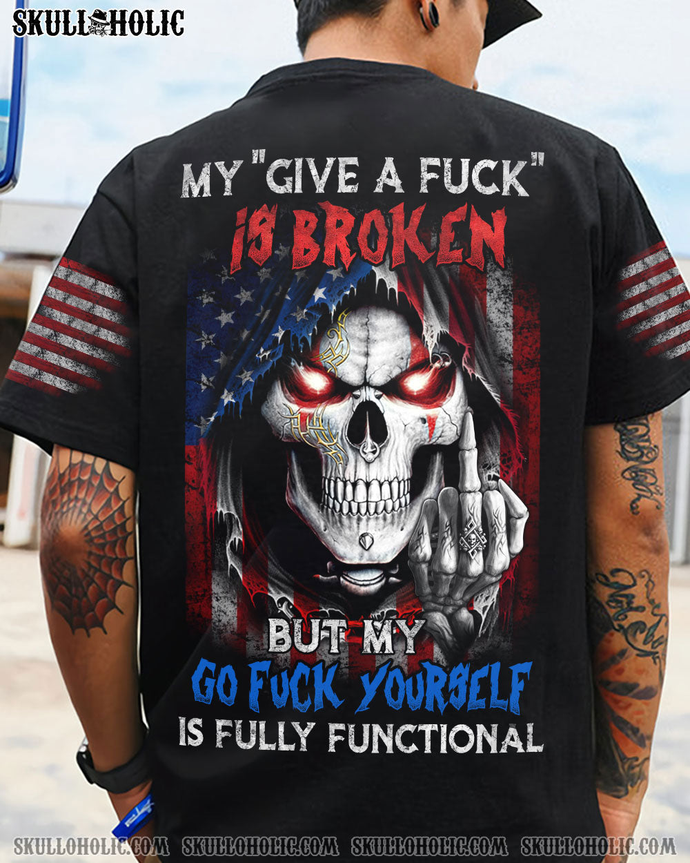 MY GIVE A F IS BROKEN FLAG SKULL ALL OVER PRINT - YHHN1711221