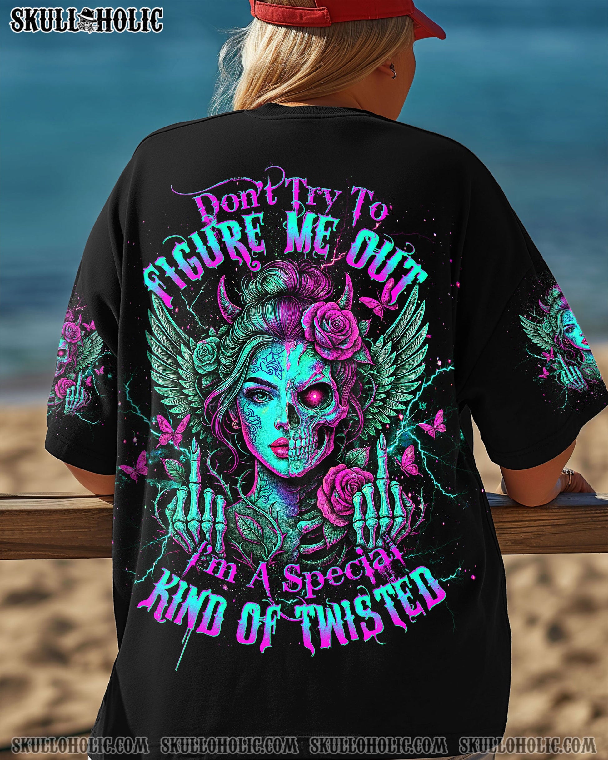 DON'T TRY TO FIGURE ME OUT SKULL HALF FACE ALL OVER PRINT - TLTW0204252