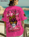 GOD GIFTED ME TWO TITLES MOM AND GRANDMA MESSY BUN SKULL ALL OVER PRINT  - TLNZ0204251
