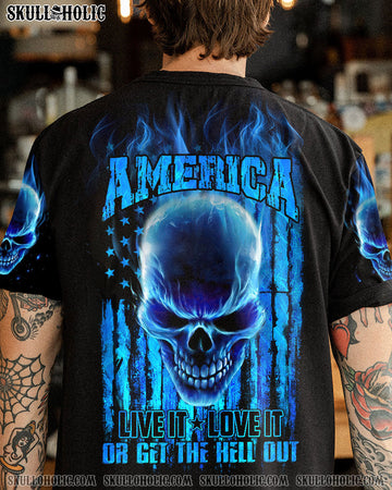 AMERICA LIVE IT FIRE SKULL FLAG ALL OVER PRINT - TLNO0510222