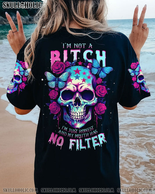 I'M NOT A B I'M JUST HONEST SKULL ROSE AMERICA ALL OVER PRINT - TLNT1505231