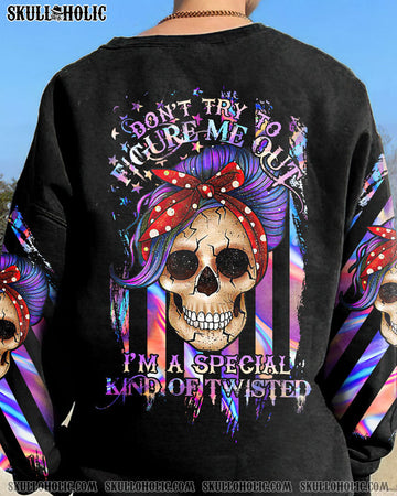 DON'T TRY TO PURPLE MESSY BUN FLAG ALL OVER PRINT - TLTR1512222