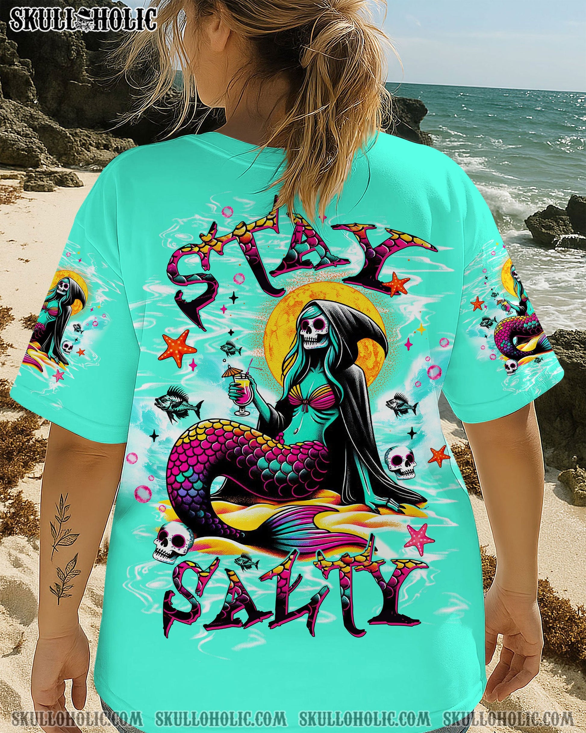 STAY SALTY SKELETON MERMAID ALL OVER PRINT - TLTW0805252