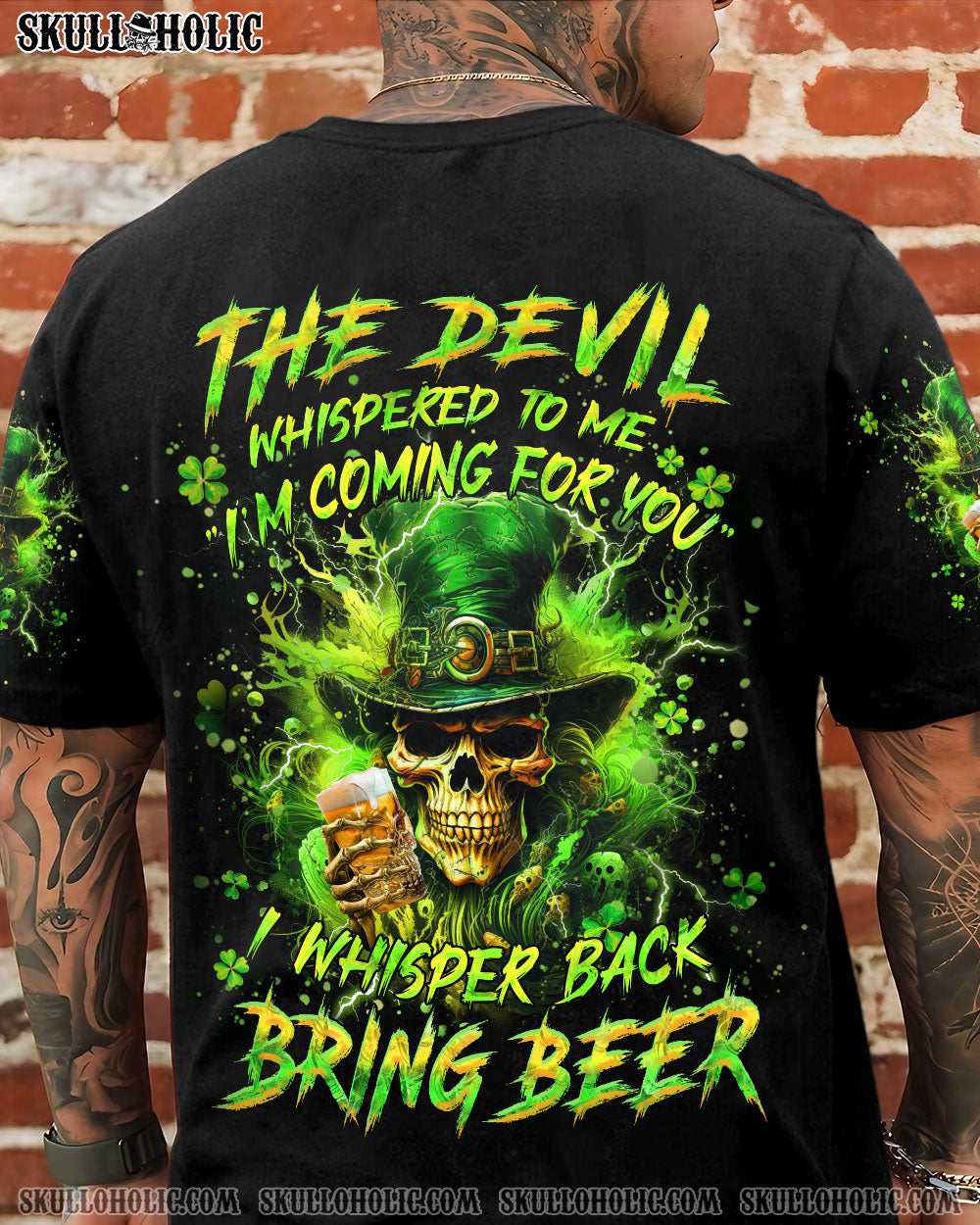 THE DEVIL WHISPERED TO ME BRING BEER SKULL PATRICK'S DAY ALL OVER PRINT - YHHN2301241