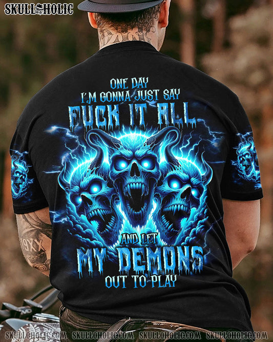ONE DAY I'M GONNA JUST SAY DEMON SKULL ALL OVER PRINT - TLNT2010231
